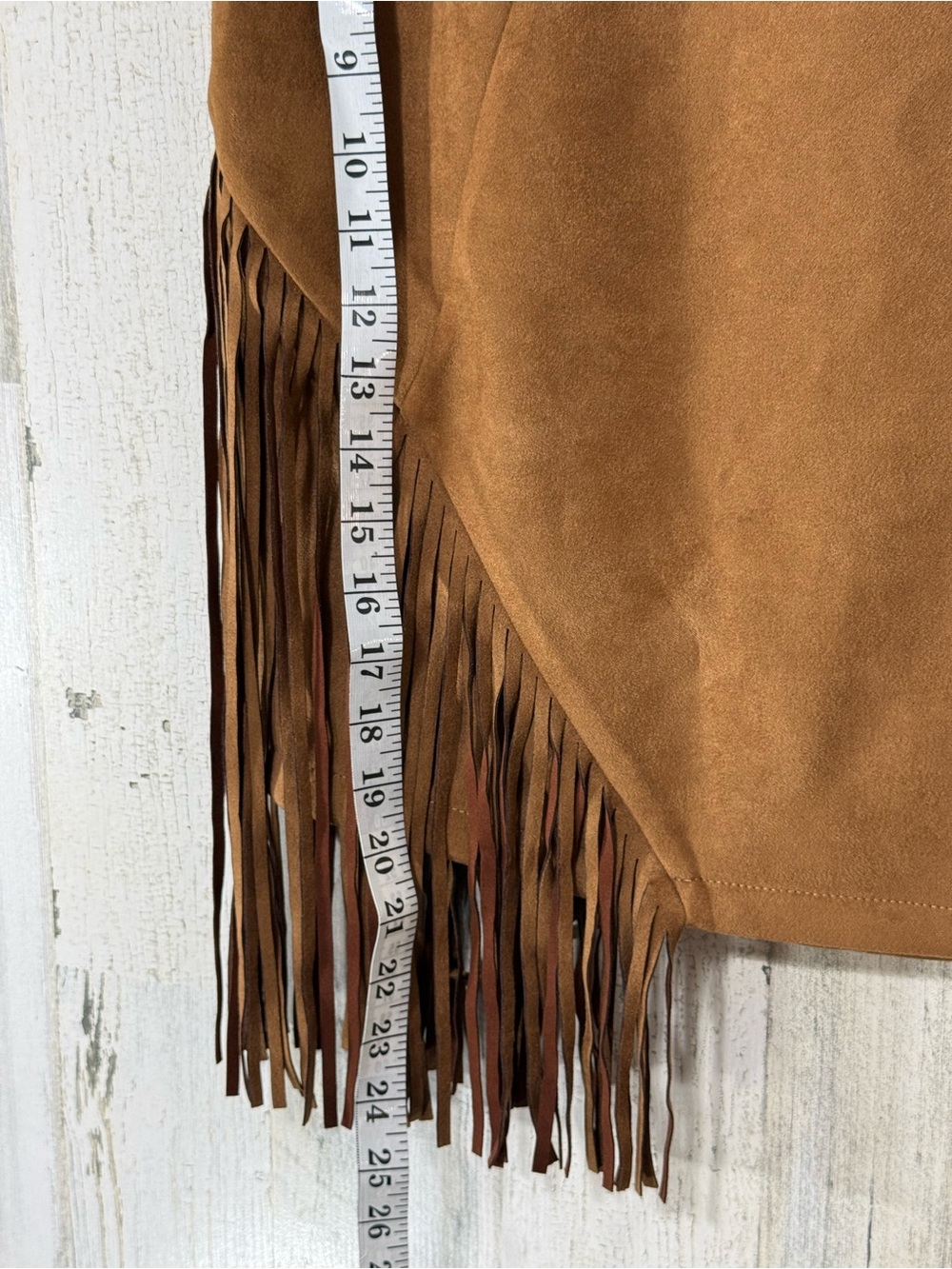 Fringe Faux Brown Tan Suede Mini Skirt - Picture 7 of 11
